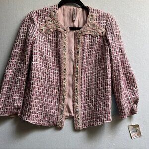 Antonio Marras Tweed Pearls Embellished Blazer Jacket 40